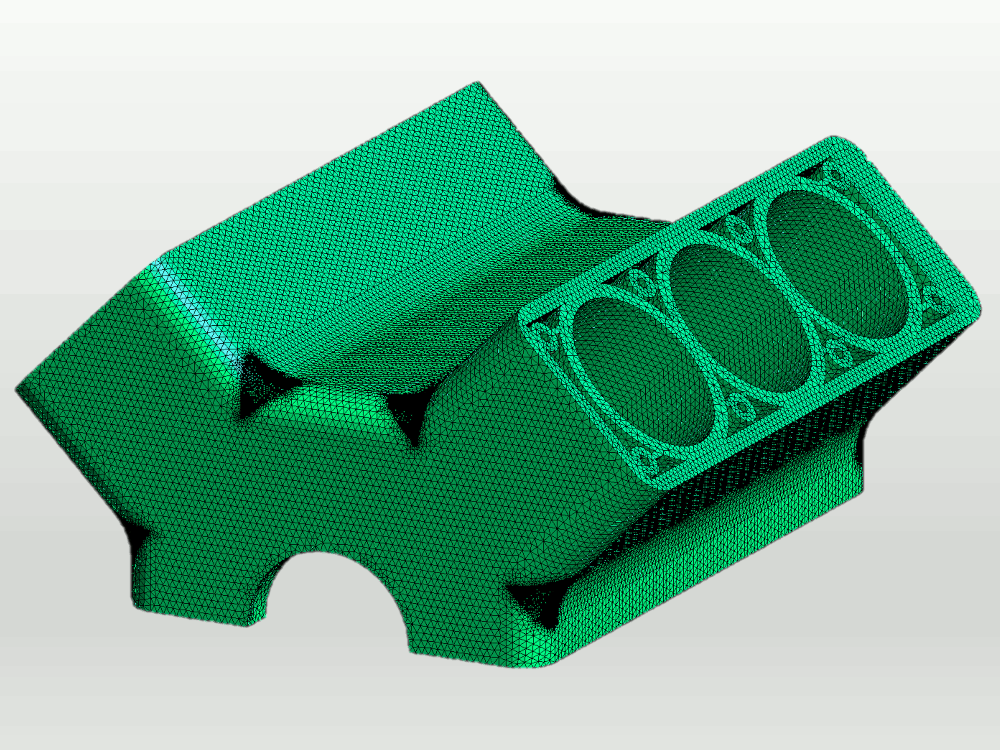 Engine block FEA mesh